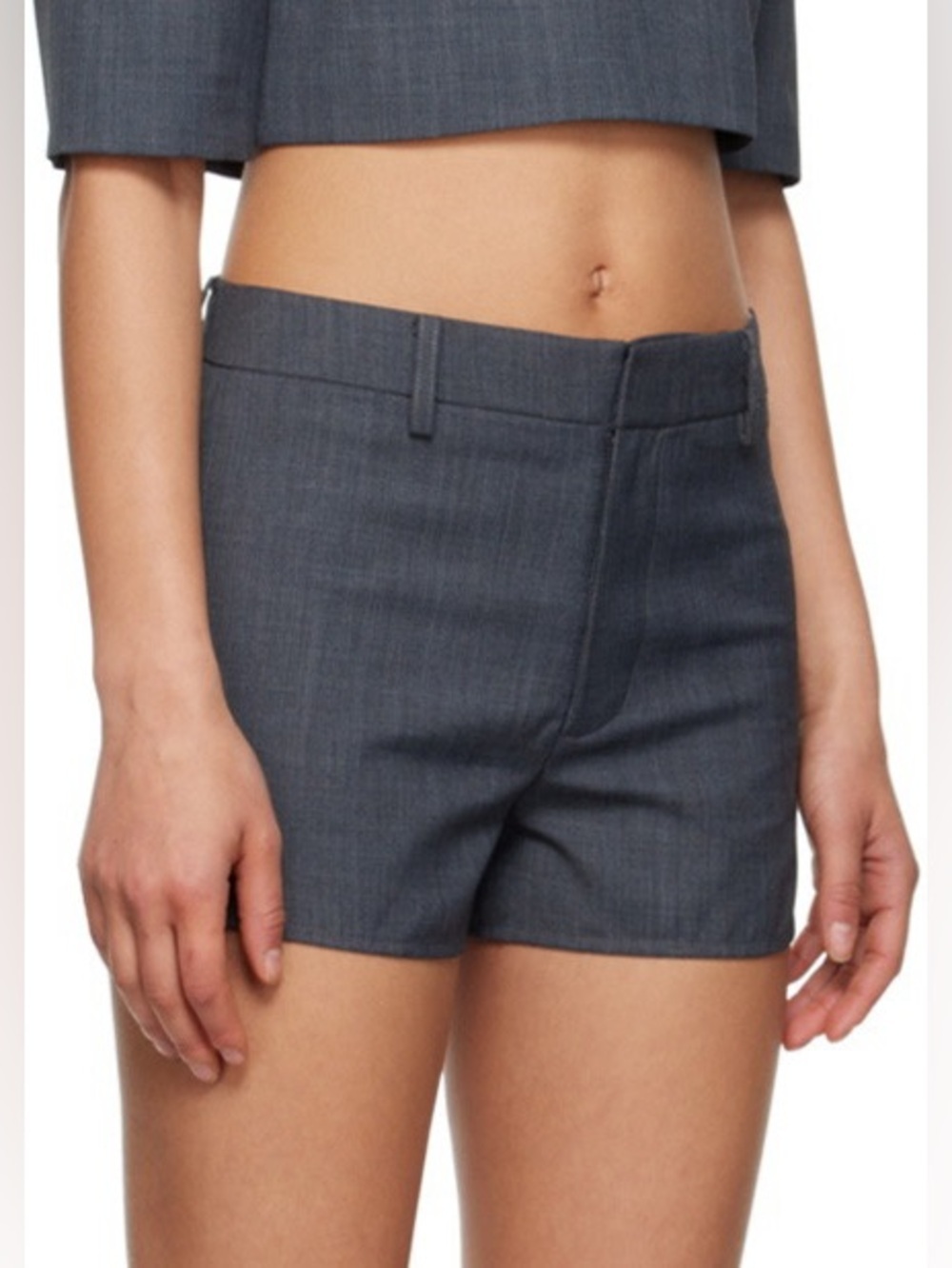 Shushu/Tong Gray Wool Blend Tailored Slit Shorts SSENSE Exclusive Work Capsule 6